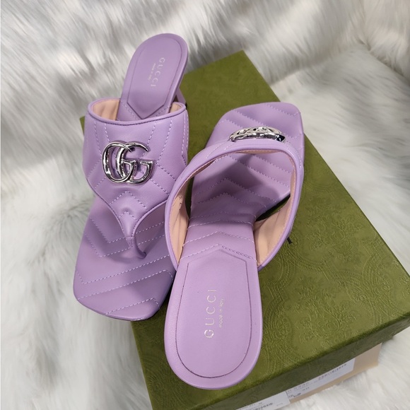 Gucci Purple Quilted Sandals - Picture 10 of 16